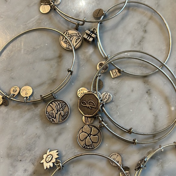 Alex and Ani (+) Energy 7 piece set. (Initial J charm) Great stacking bracelets. - Picture 2 of 12